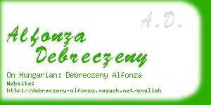alfonza debreczeny business card